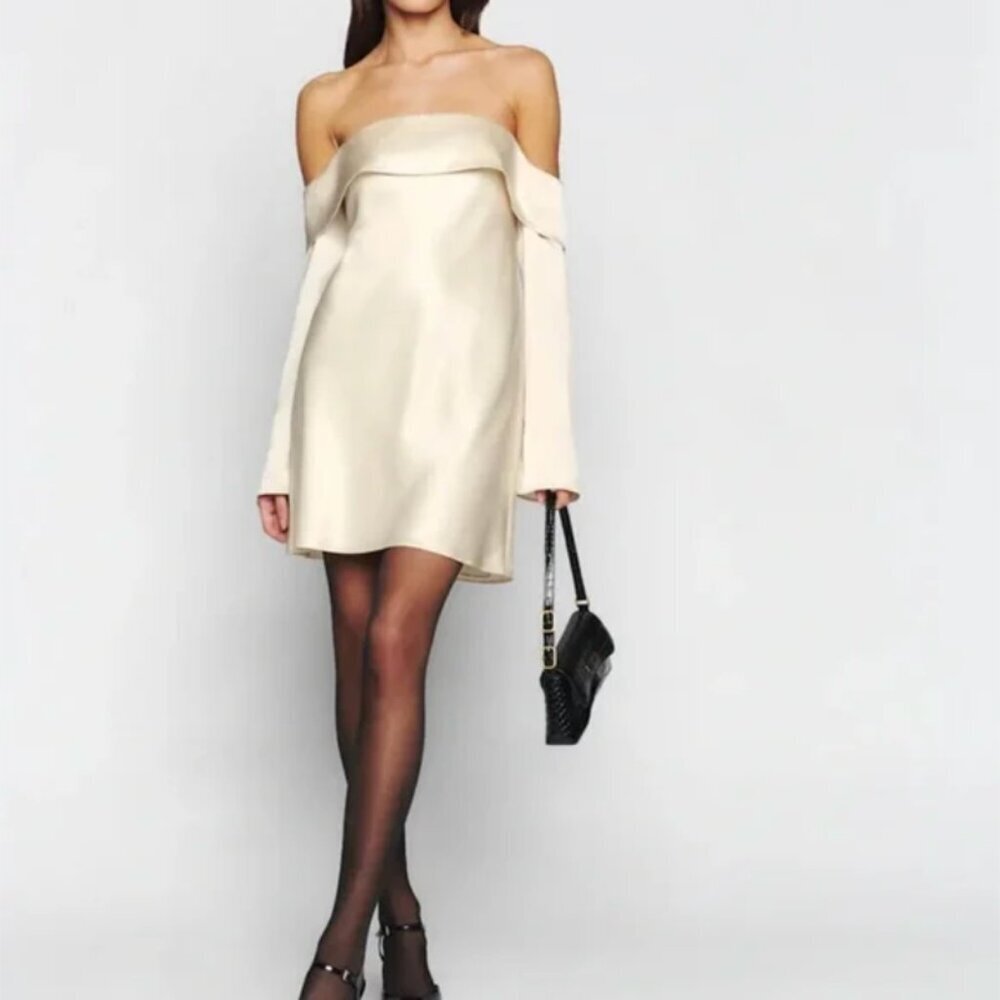 Reformation Maves Off-The-Shoulder Mini Dress Cream